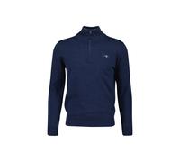 Troyer GANT "CLASSIC COTTON HALF ZIP", Herren, Gr. XXL, blau (schwarz jeansblau melange), Strick, Obermaterial: 100% Baumwolle, Rippbündchen, Pullover Troyer, mit gerippten Details (51480068-XXL) schw