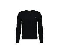 Sweater GANT "Strickpullover COTTON CABLE C-NECK", Herren, Gr. 4XL, schwarz, Obermaterial: 100% Baumwolle CO., Sweatshirts Sweater (50879661-4XL) schwarz