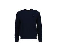 GANT Herren Stirckpullover mit Rundhals - Micro Textured Cotton C-Neck, Baumwolle Blau 3XL