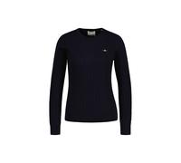 GANT Damen Pullover - STRETCH COTTON CABLE C-NECK, Rundhals, Zopfstrick, Logo, blau, 3XL Blau