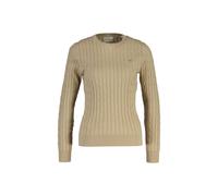 Sweater GANT "Strickpullover STRETCH COTTON CABLE C-NECK", Damen, Gr. L, beige (beige (oat)), Obermaterial: 88% Baumwolle CO. 10% Polyamid PA. 2% Elasthan EL., Sweatshirts Sweater (83434338-L) beige (