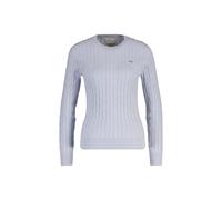 Sweater GANT "Strickpullover STRETCH COTTON CABLE C-NECK", Damen, Gr. L, blau (blau (light)), Obermaterial: 88% Baumwolle CO. 10% Polyamid PA. 2% Elasthan EL., Sweatshirts Sweater (30164949-L) blau (l