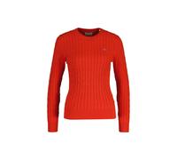 Sweater GANT "Strickpullover STRETCH COTTON CABLE C-NECK", Damen, Gr. L, rot (rot (perfect rot)), Obermaterial: 88% Baumwolle CO. 10% Polyamid PA. 2% Elasthan EL., Sweatshirts Sweater (96438706-L) rot