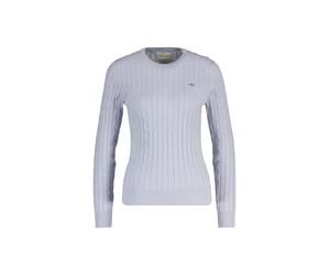 Sweater GANT "Strickpullover STRETCH COTTON CABLE C-NECK", Damen, Gr. M, blau (blau (light)), Obermaterial: 88% Baumwolle CO. 10% Polyamid PA. 2% Elasthan EL., Sweatshirts Sweater (30164949-M) blau (l