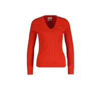 Sweater GANT "Strickpullover STRETCH COTTON CABLE V-NECK", Damen, Gr. L, rot, Obermaterial: 88% Baumwolle CO. 10% Polyamid PA. 2% Elasthan EL., Sweatshirts Sweater (75607127-L) rot