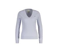Sweater GANT "Strickpullover STRETCH COTTON CABLE V-NECK", Damen, Gr. S, blau (blau (light blau)), Obermaterial: 88% Baumwolle CO. 10% Polyamid PA. 2% Elasthan EL., Sweatshirts Sweater (95327802-S) bl