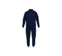 Loungeanzug GÖTZBURG "Boston", Herren, Gr. 52L, blau (blau, dunkel, uni), Obermaterial: 95% Baumwolle, 5% Elasthan, bequem lang, ohne Ausschnitt, Homewear-Sets Loungeanzug, seitliche Eingrifftaschen,