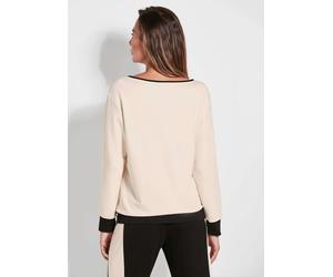 Sweater GOLDNER "Luxuriöses Langarm Viskose-Oberteil", Damen, Gr. 46, schwarz (beige, schwarz), Obermaterial: 64% Viskose CV. 30% Polyester COOLMAX PES(Coolmax). 6% Elasthan EL., figurumspielend, Home
