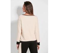 Sweater GOLDNER "Luxuriöses Langarm Viskose-Oberteil", Damen, Gr. 52, schwarz (beige, schwarz), Obermaterial: 64% Viskose CV. 30% Polyester COOLMAX PES(Coolmax). 6% Elasthan EL., figurumspielend, Home