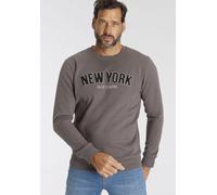 Sweater H.I.S, Herren, Gr. 3XL (64/66), grau (dunkel grau), Sweatware, Obermaterial: 60% Baumwolle, 40% Polyester, bestickt, normal, Rundhals, Bündchen, Sweatshirts Sweater, Langarm, lockere Passform,