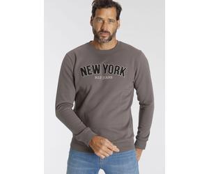 Sweater H.I.S, Herren, Gr. XXL (60/62), grau (dunkel grau), Sweatware, Obermaterial: 60% Baumwolle, 40% Polyester, bestickt, normal, Rundhals, Bündchen, Sweatshirts Sweater, Langarm, lockere Passform,