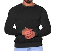 Sweater Herren Casual Mode Kariert Jacquard Gestrickter Tops Herren Täglicher Verschleiß Komfortabel Knit Sweater Herren Jugend All-Match Trend Langarm Pullover Herren B-Black S