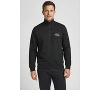 Sweater JACK & JONES "JJBRANDON SWEAT HALF ZIP", Herren, Gr. S, schwarz, angeraute Sweatware, Obermaterial: 65% Polyester, 35% Baumwolle, unifarben, regular fit, hoch geschlossener Ausschnitt, Rippbün