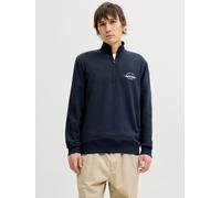 Sweater JACK & JONES "JJBRANDON SWEAT HALF ZIP", Herren, Gr. XL, navy blazer, angeraute Sweatware, Obermaterial: 65% Polyester, 35% Baumwolle, unifarben, regular fit, hoch geschlossener Ausschnitt, Ri