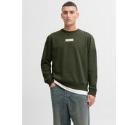 Sweater JACK & JONES "JJPAN SWEAT CREW NECK", Damen, Gr. M, duffel bag, angeraute Sweatware, Obermaterial: 60% Baumwolle, 40% Polyester, bedruckt, regular fit, Rundhals, Rippbündchen, Sweatshirts Swea