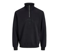 Sweater JACK & JONES "JORBLEECKER BRANDING SWEAT HIGH NECK BF", Herren, Gr. XS, schwarz detail:jj, angeraute Sweatware, Obermaterial: 70% Baumwolle, 30% Polyester, unifarben, relaxed fit, Rippbündchen