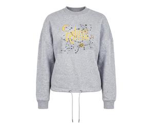 Sweater JUST RHYSE "Just Rhyse Damen Just Rhyse Stars Crewneck", Damen, Gr. L, erdgrau, 65% Baumwolle, 35% Polyester, bedruckt, Rundhals, Sweatshirts Sweater (77149033-L) erdgrau