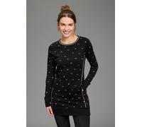 Sweater KANGAROOS, Damen, Gr. 38, schwarz, Interlock, Obermaterial: 100% Baumwolle, gestreift, kontrastfarbene Details, unifarben mit Farbeinsatz, figurbetont Po-bedeckend, Rundhals, Rippbündchen, Swe