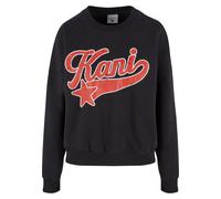 Sweater KARL KANI "Karl Kani Karl Kani Woven Signature Star Logo Crew", Damen, Gr. XS, schwarz, 65% Baumwolle (Bio), 35% Polyester (Recycelt), Rundhals, Sweatshirts Sweater (51567259-XS) schwarz
