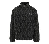 Sweater KARL KANI "Karl Kani Metal Signature Monogram Teddy Troyer", Herren, Gr. XL, schwarz, schwarzgrau, 100% Polyester, Rundhals, Sweatshirts Sweater (19556144-XL) schwarz, schwarzgrau