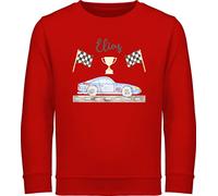 Sweater Kinder Sweatshirt Jungen Mädchen Pullover - Auto - Rennauto Rennwagen Sportwagen Rennsportwagen Rennfahrzeug Flitzer Rennsemmel - 128 (7/8 Jahre) - Rot - cars race car sweat autos und