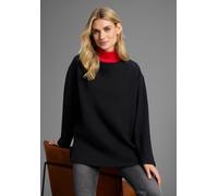 Sweater LAURA SCOTT, Damen, Gr. 44/46, schwarz, angeraute Sweatware, Obermaterial: 60% Baumwolle, 40% Polyester, lässig geschnitten hüftbedeckend, U-Boot-Ausschnitt, Sweatshirts Sweater, Lässig-weiter