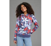 Sweater LAURA SCOTT, Damen, Gr. 48/50, blau bedruckt, angeraute Sweatware, Obermaterial: 80% Baumwolle, 20% Polyester, bequem hüftlang, Rippbündchen, Sweatshirts Sweater, Pflegeleichte Baumwollmischun