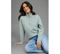 Sweater LAURA SCOTT, Damen, Gr. 48/50, salbei, angeraute Sweatware, Obermaterial: 60% Baumwolle, 40% Polyester, unifarben, figurumspielend kurz, Rippstrickbündchen, Sweatshirts Sweater, Modisch verkür