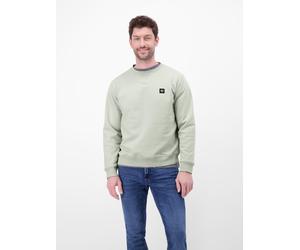 Sweater LERROS, Herren, Gr. L, pearl grau, Sweatware, Obermaterial: 50% Baumwolle, 50% Polyester, unifarben, normal hüftbedeckend, Rundhals, Bündchen, Sweatshirts Sweater, mit Logo-Badge (62125835-L)