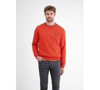 Sweater LERROS, Herren, Gr. M, scandinavian rot, Sweatware, Obermaterial: 50% Baumwolle, 50% Polyester, unifarben, normal hüftbedeckend, Rundhals, Bündchen, Sweatshirts Sweater, mit Logo-Badge (189666