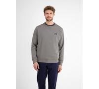 Sweater LERROS, Herren, Gr. S, basalt grau, Sweatware, Obermaterial: 50% Baumwolle, 50% Polyester, unifarben, normal hüftbedeckend, Rundhals, Bündchen, Sweatshirts Sweater, mit Logo-Badge (50490720-S)