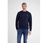 Sweater LERROS, Herren, Gr. XXL, classic navy, Sweatware, Obermaterial: 50% Baumwolle, 50% Polyester, unifarben, normal hüftbedeckend, Rundhals, Bündchen, Sweatshirts Sweater, mit Logo-Badge (81948900