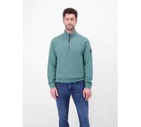 Sweater LERROS "SELA", Herren, Gr. 3XL, grün (arctic blau), Sweatware, Obermaterial: 90% Baumwolle, 10% Polyester, unifarben, normal hüftbedeckend, Rundhals, Bündchen, Sweatshirts Sweater, mit Troyer-