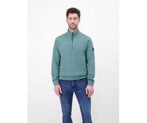 Sweater LERROS "SELA", Herren, Gr. 3XL, grün (arctic blau), Sweatware, Obermaterial: 90% Baumwolle, 10% Polyester, unifarben, normal hüftbedeckend, Rundhals, Bündchen, Sweatshirts Sweater, mit Troyer-