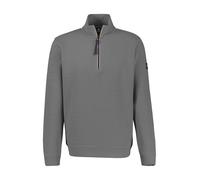 Sweater LERROS "SELA", Herren, Gr. M, grau (basalt grau), Sweatware, Obermaterial: 90% Baumwolle, 10% Polyester, unifarben, normal hüftbedeckend, Rundhals, Bündchen, Sweatshirts Sweater, mit Troyer-Re