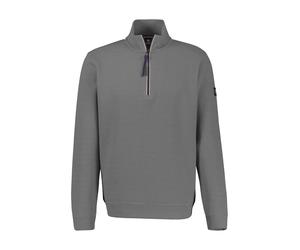 Sweater LERROS "SELA", Herren, Gr. XXL, basalt grau, Sweatware, Obermaterial: 90% Baumwolle, 10% Polyester, unifarben, normal hüftbedeckend, Rundhals, Bündchen, Sweatshirts Sweater, mit Troyer-Reißver