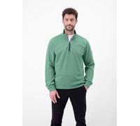 Sweater LERROS "SELANIK", Herren, Gr. L, mint water, Sweatware, Obermaterial: 90% Baumwolle, 10% Polyester, unifarben, normal hüftbedeckend, Rundhals, Bündchen, Sweatshirts Sweater, Troyerkragen mit R