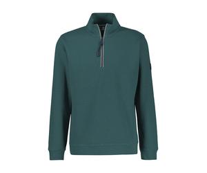 Sweater LERROS "SELANIK", Herren, Gr. L, soft teal, Sweatware, Obermaterial: 90% Baumwolle, 10% Polyester, unifarben, normal hüftbedeckend, Rundhals, Bündchen, Sweatshirts Sweater, Troyerkragen mit Re
