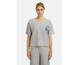 Sweater MILANO ITALY, Damen, Gr. M, sanftes weiß, Sweatware, Material: 63% Baumwolle, 27% Polyester, 10% Polyacryl, gestreift, gerade normal, V-Ausschnitt, eingesetzt gerader Abschluss, Sweatshirts Sw