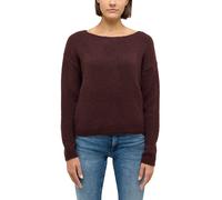 Sweater MUSTANG "Damen Style Marianna", Damen, Gr. M, dunkelbraun, 64% Polyacryl, 16% Polyester, 13% Polyamid, 5% Wolle, 2% Elasthan, regular fit, tiefer Rundhals, Sweatshirts Sweater (35570004-M) dun