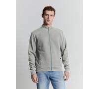Sweater NO EXCESS "No Excess Jacquard sweatshirt mit Vollreißverschluss", Herren, Gr. XXL, grau (grau melange), 64% Polyester, 35% Baumwolle, 1% Elasthan, Sweatshirts Sweater (88842352-XXL) grau melan