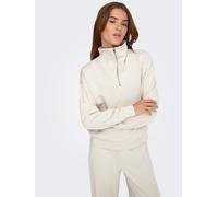 Sweater ONLY PLAY "ONPLOUNGE HN LS HZ DS SWT NOOS", Damen, Gr. L, grau (pumice stone), Sweatware, Obermaterial: 80% Polyester, 15% Viskose, 5% Elasthan, unifarben, loose fit hüftlang, Rundhals, Sweats