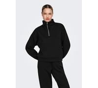 Sweater ONLY PLAY "ONPLOUNGE HN LS HZ DS SWT NOOS", Damen, Gr. S, schwarz, Sweatware, Obermaterial: 80% Polyester, 15% Viskose, 5% Elasthan, unifarben, loose fit hüftlang, Rundhals, Sweatshirts Sweate