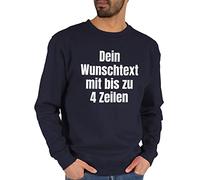 Sweater Pullover Sweatshirt Herren Damen - Aufdruck selbst gestalten - Wunschtext I Eigener Text I Custom Text - L - Dunkelblau - men's with bedrucken lassen personalisierte datum pulli dem 4 zeilen
