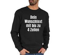 Sweater Pullover Sweatshirt Herren Damen - Aufdruck selbst gestalten - Wunschtext I Eigener Text I Custom Text - XL - Schwarz - men's with bedrucken lassen personalisierte datum pulli dem 4 zeilen