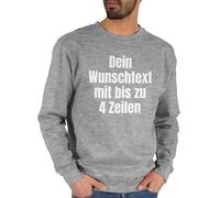 Sweater Pullover Sweatshirt Herren Damen - Aufdruck selbst gestalten - Wunschtext I Eigener Text I Custom Text - XL - Grau meliert - men's with bedrucken lassen personalisierte datum pulli dem
