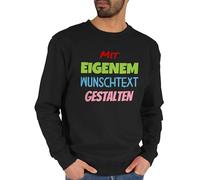Sweater Pullover Sweatshirt Herren Damen - Aufdruck selbst gestalten - Wunschtext I Mit eigenem Text personalisiert I Custom Text - XL - Schwarz - Bedrucken Lassen personalisierte beschriften Pulli