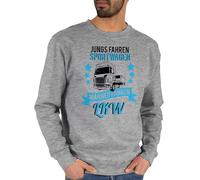 Sweater Pullover Sweatshirt Herren Damen - Fahrer Geschenke Trucker - Jungs Fahren Sportwagen echte Männer LKW schwarz/blau - XL - Grau meliert - LKW-Fahrer Pulli sprüche man Bilder