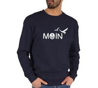Sweater Pullover Sweatshirt Herren Damen - Sprüche Statement - Moin Moin Hamburg Maritime Nordsee Geschenk - XXL - Dunkelblau - mit aufschrift boot pulli statements möwe pullis sprüchen￼ moein