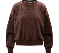 Sweater RAGWEAR "Wuss Embossed", Damen, Gr. XS (34), dunkelbraun, Material: 94% Polyester, 6% Elasthan, oversize hüftlang, Rundhals, Ärmel ohne Ärmelschlitz Rippbündchen, Sweatshirts Sweater, kuscheli